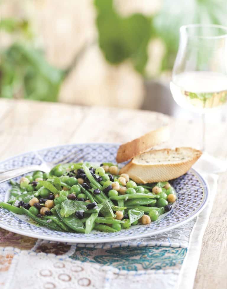 Peulvruchtensalade met munt, peper en arganolie