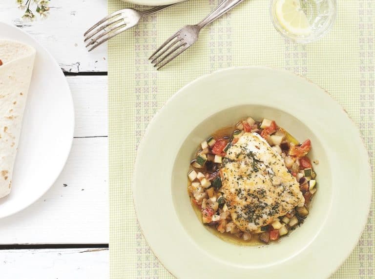 Ratatouille met kabeljauw en tijm