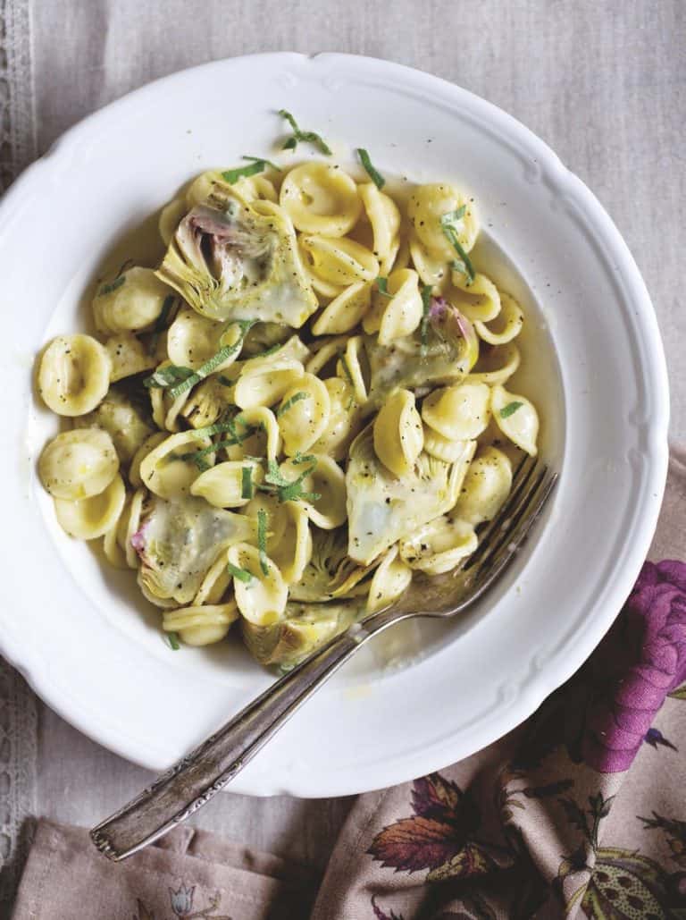 Artisjokken en orecchiette met citroen-botersaus