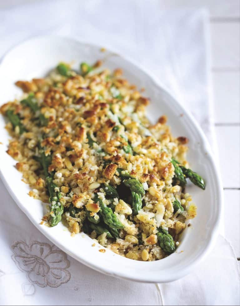 Gegratineerde groene asperges
