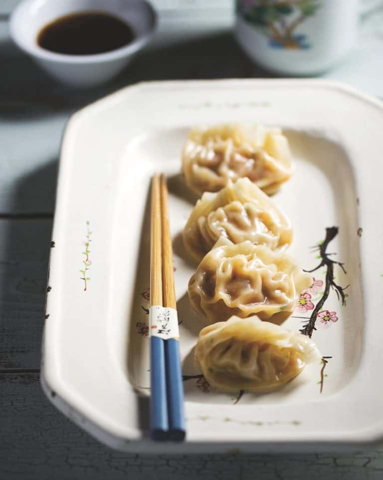 Gestoomde dumplings met garnalen