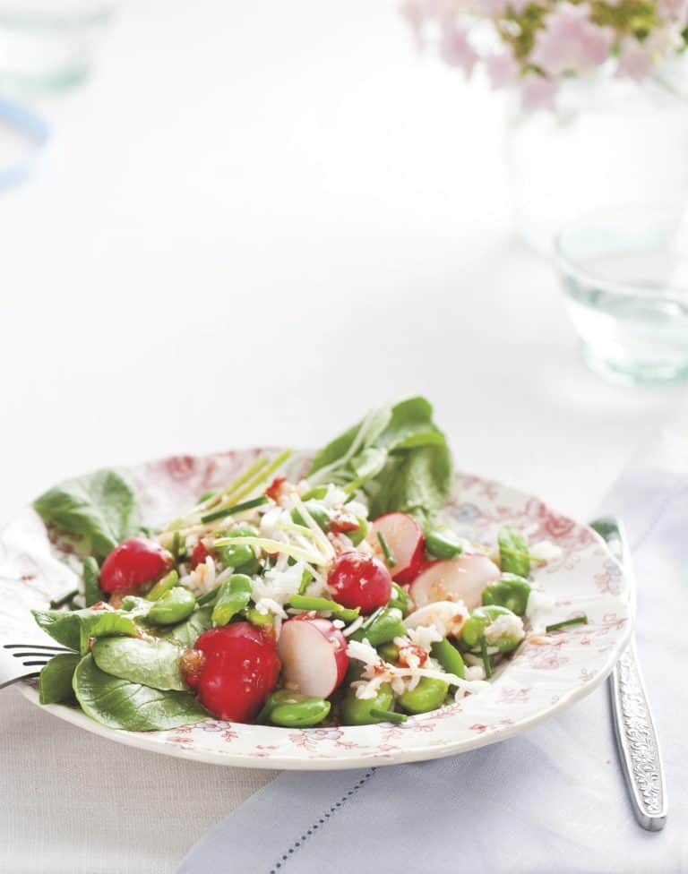 Rijstsalade met tuinbonen en oosterse dressing