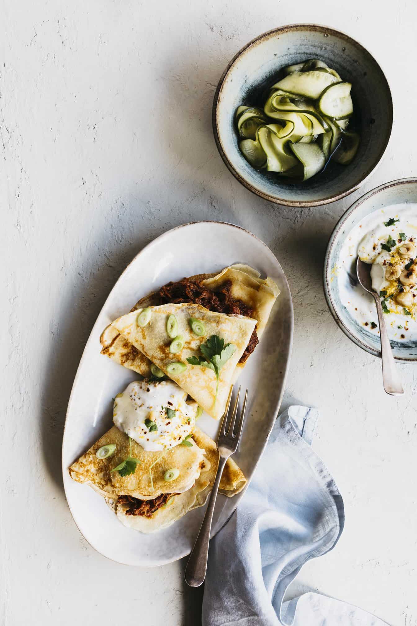 flensjes met pulled pork