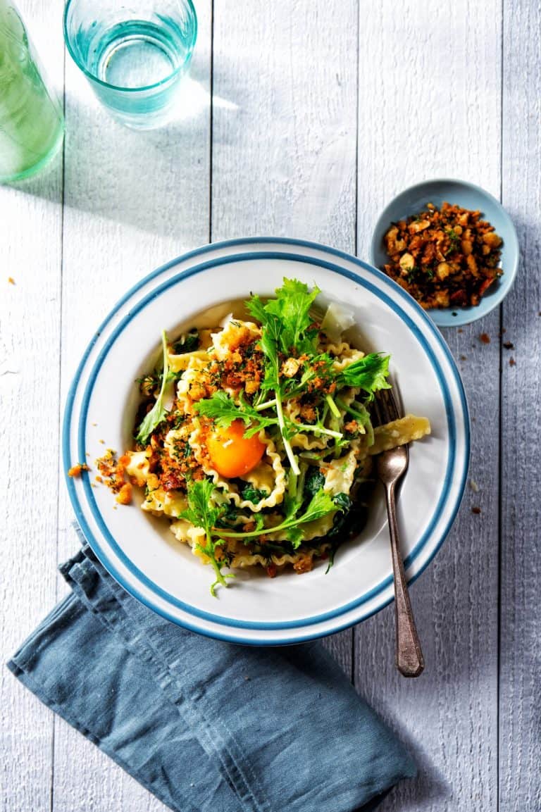 Pappardelle met romige raapsteeltjessaus en pan grattato