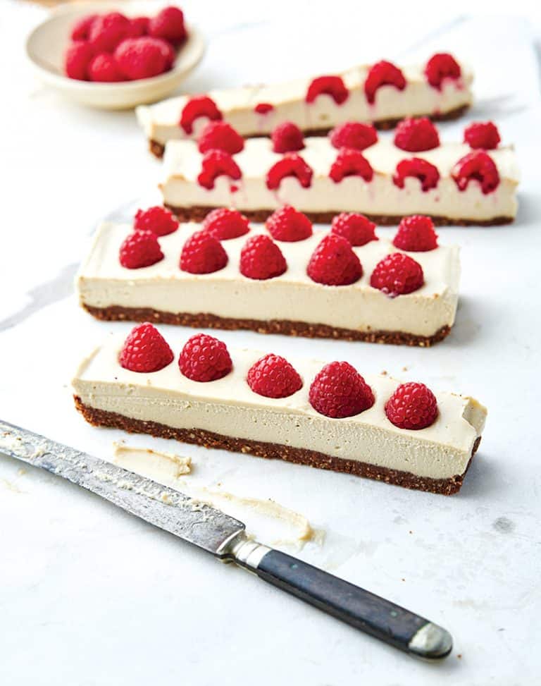 Frambozen-gembertaart met browniebodem