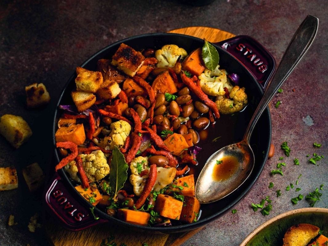 Belgische bonenstoof met bier en croutons