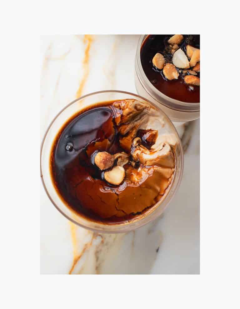 Pandanpudding met koffiesiroop