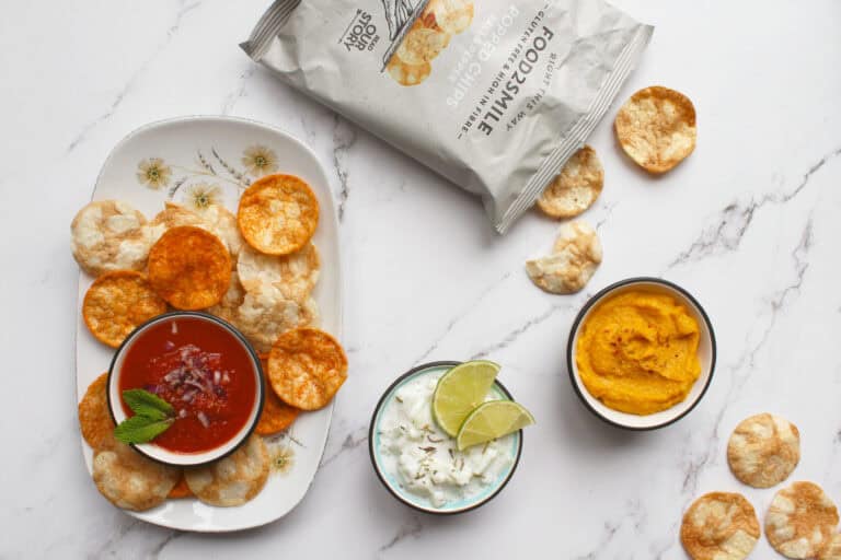 3 plantaardige dips met popped chips