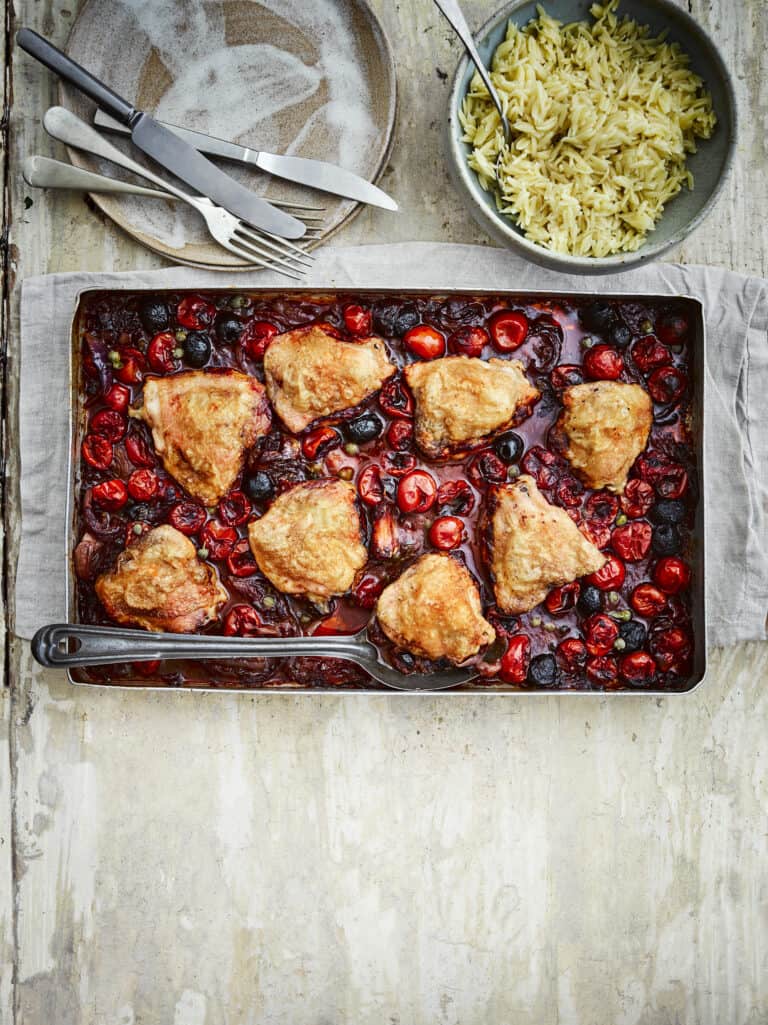 Kip puttanesca uit de oven