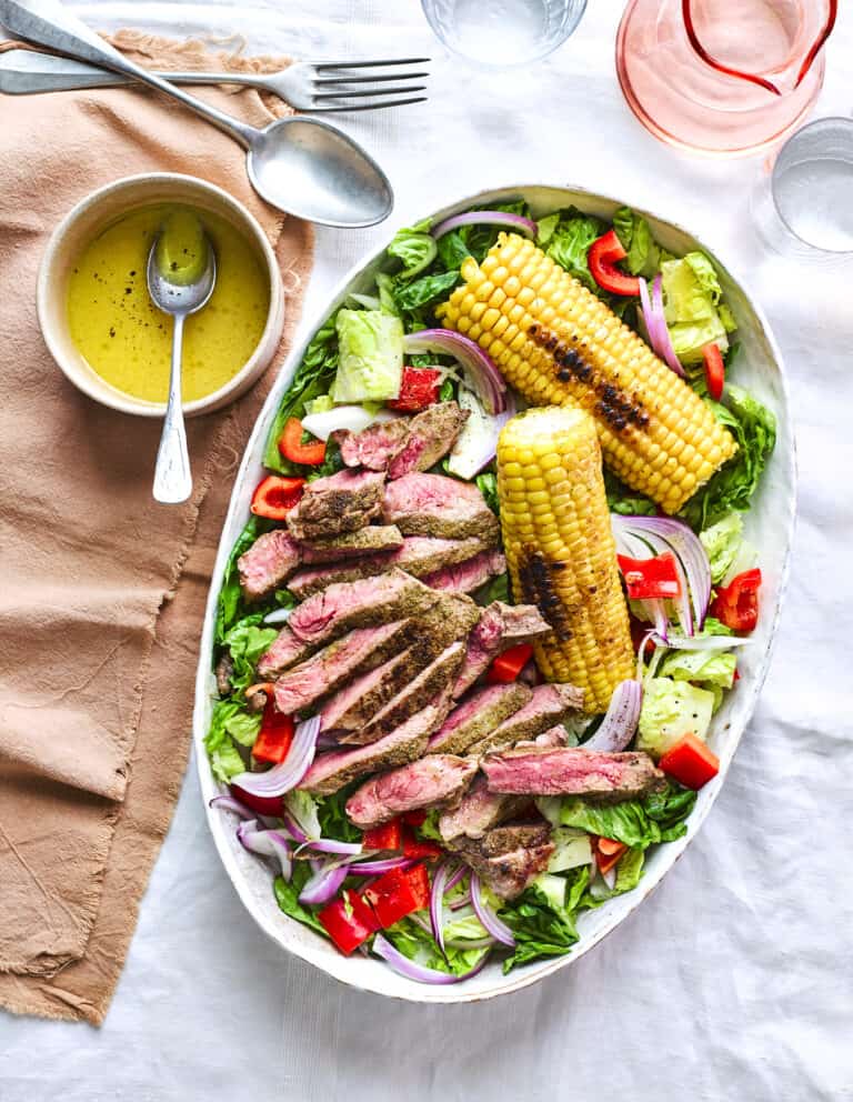 Salade met komijn-biefstukreepjes