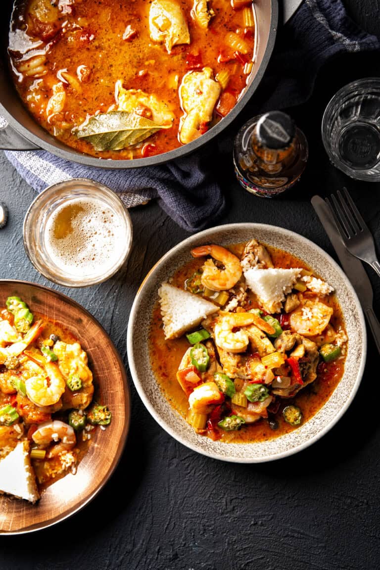 Gumbo met kip en garnalen