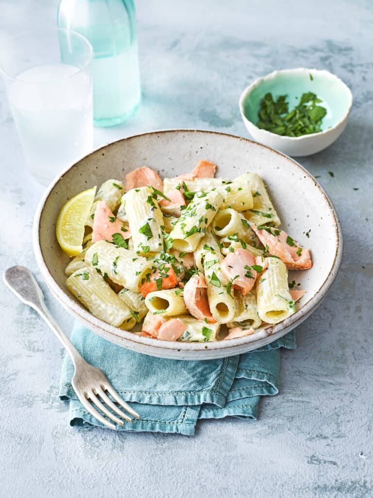 Romige pasta met zalm