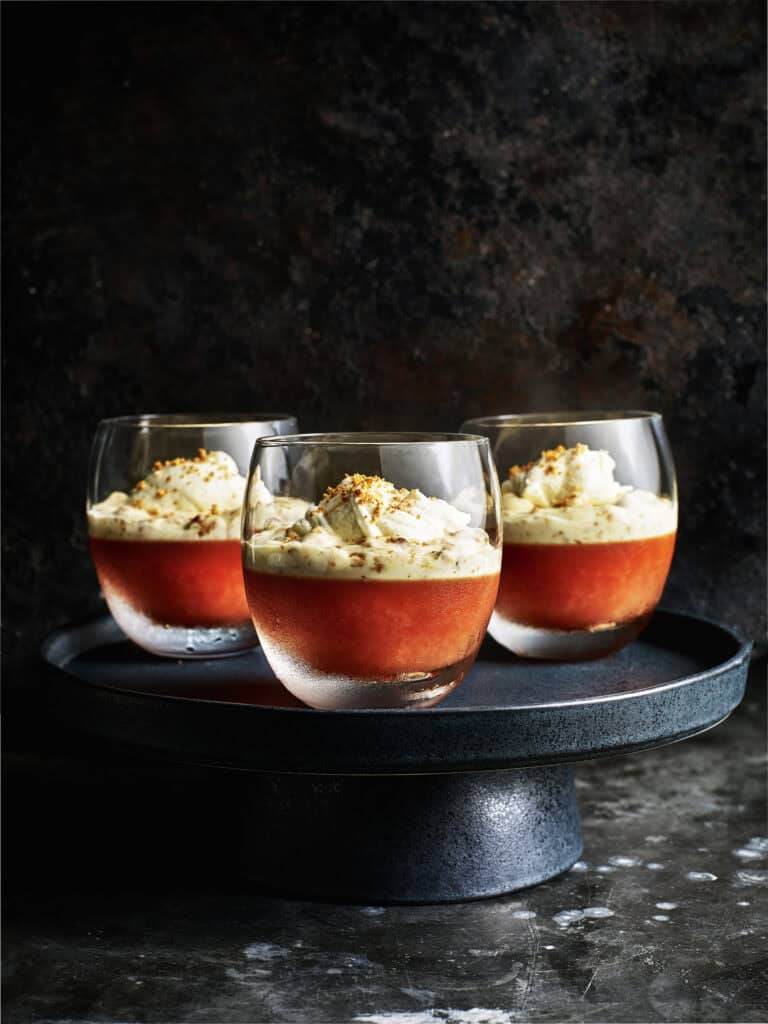 Trifle met bloedsinaasappelgelei en amaretti