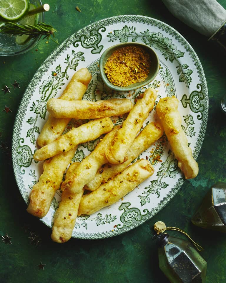 Tempura van schorseneren met curryzout