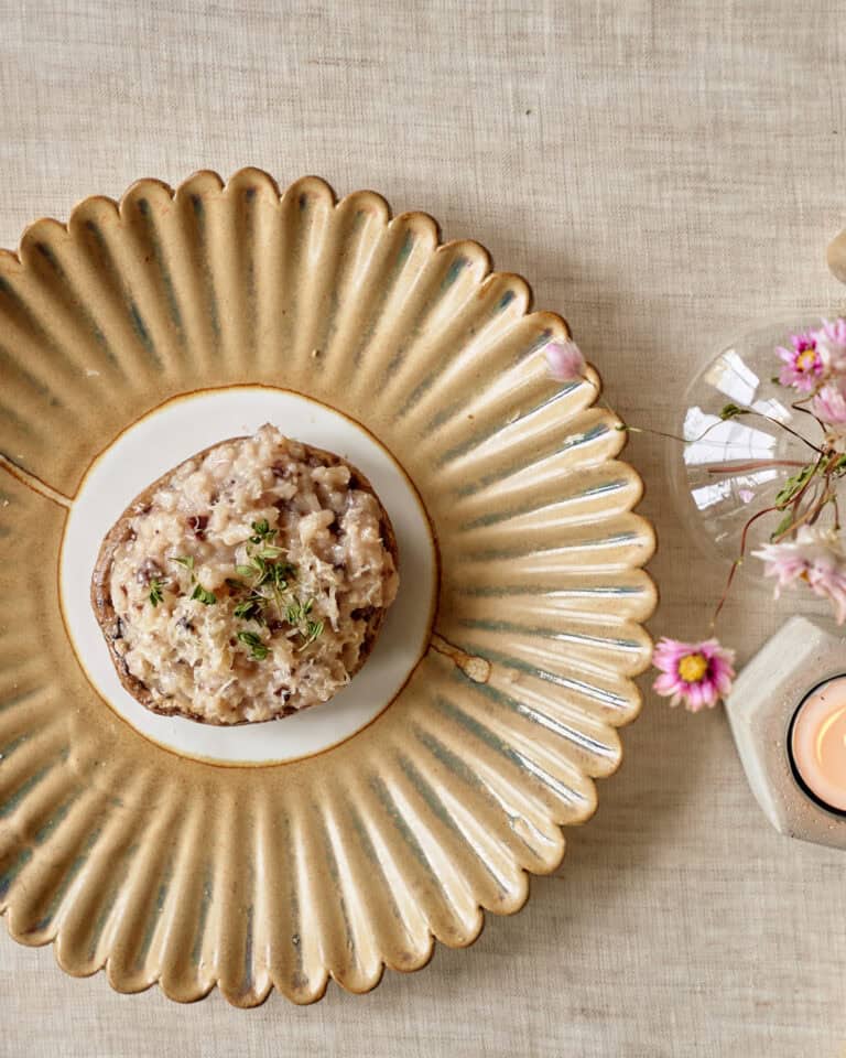 Gevulde portobello met risotto