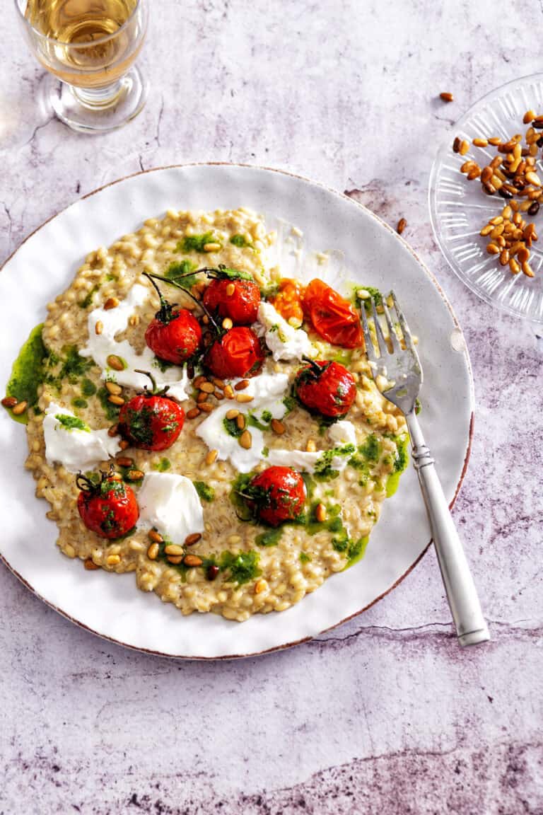 Parelgerstrisotto met tomaat en burrata