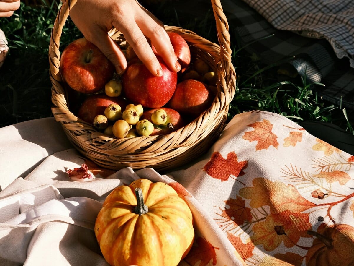 Groenten en fruit oktober in een mandje