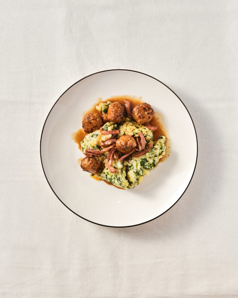 Boerenkoolstamppot met kipballen