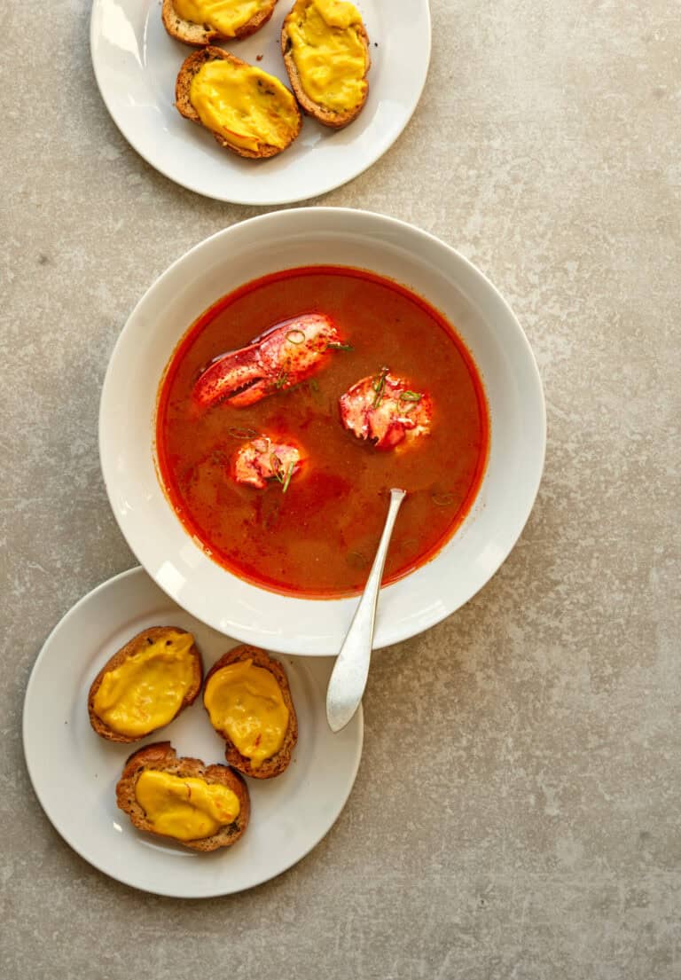 Bisque met stokbrood en rouille