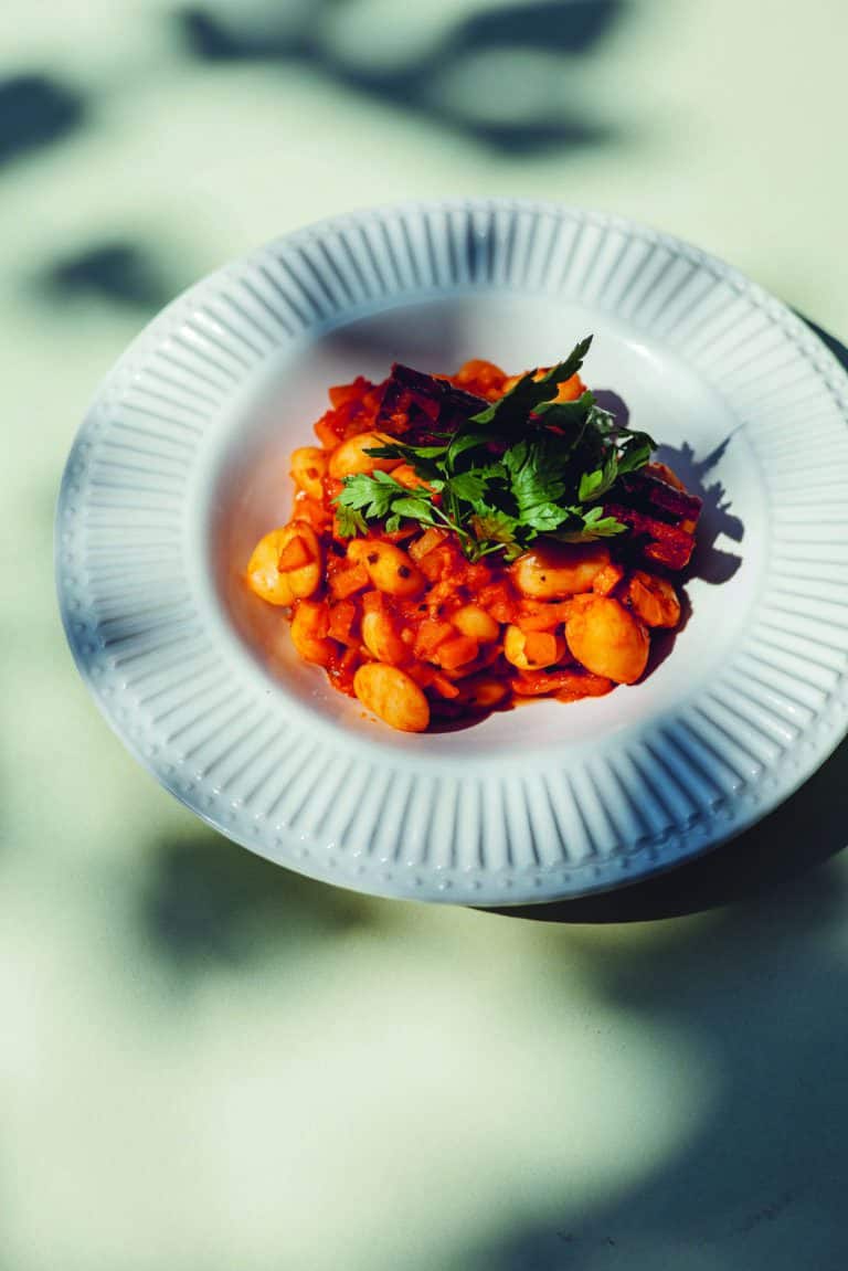 Limabonen in tomatensaus