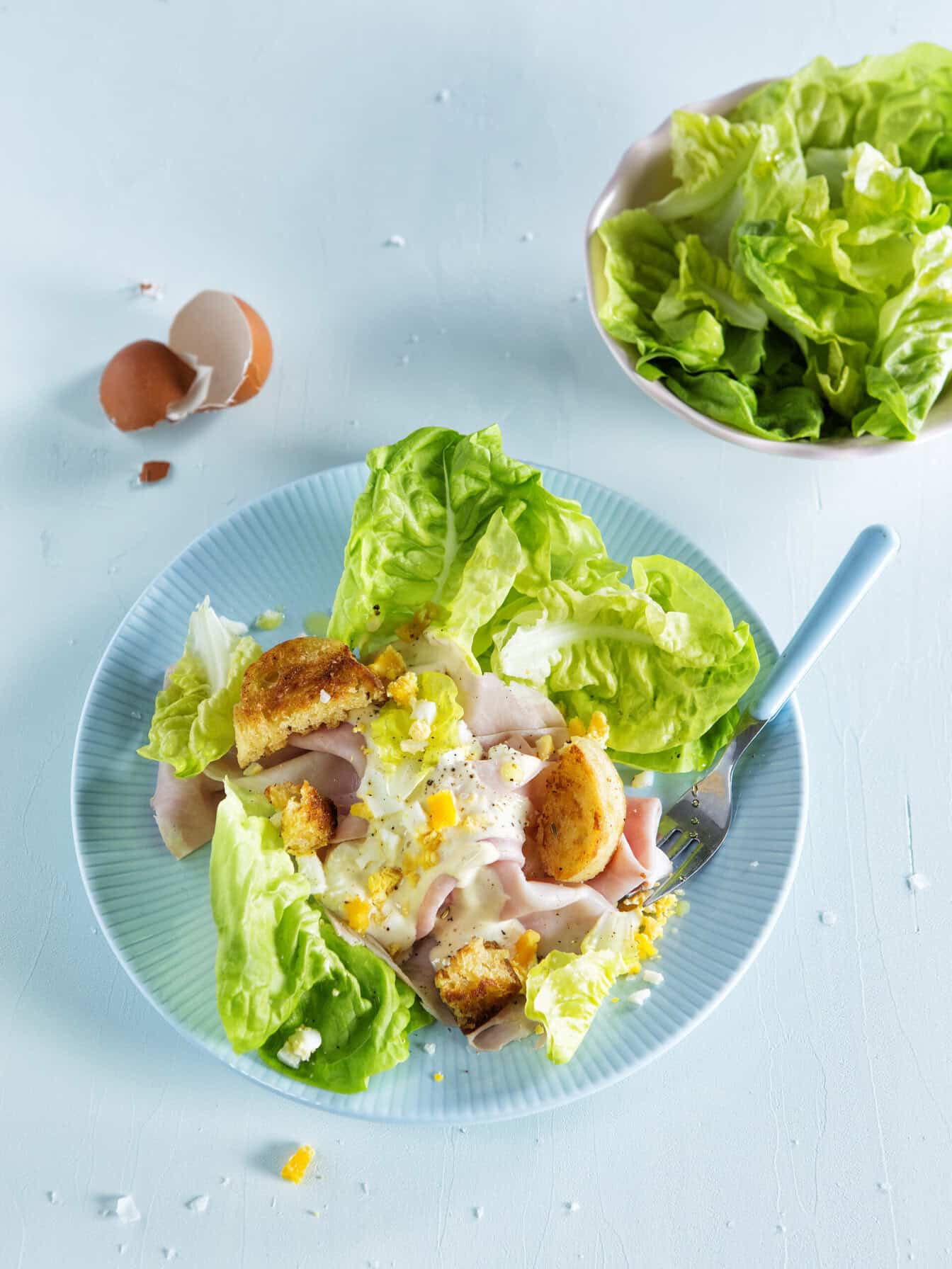 Salade met ham en tartaarsaus
