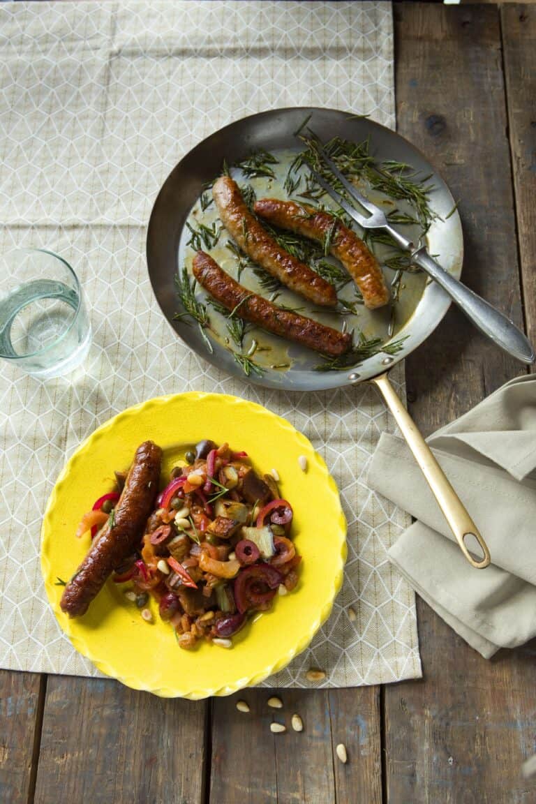 Rozemarijn-salsiccia met caponata