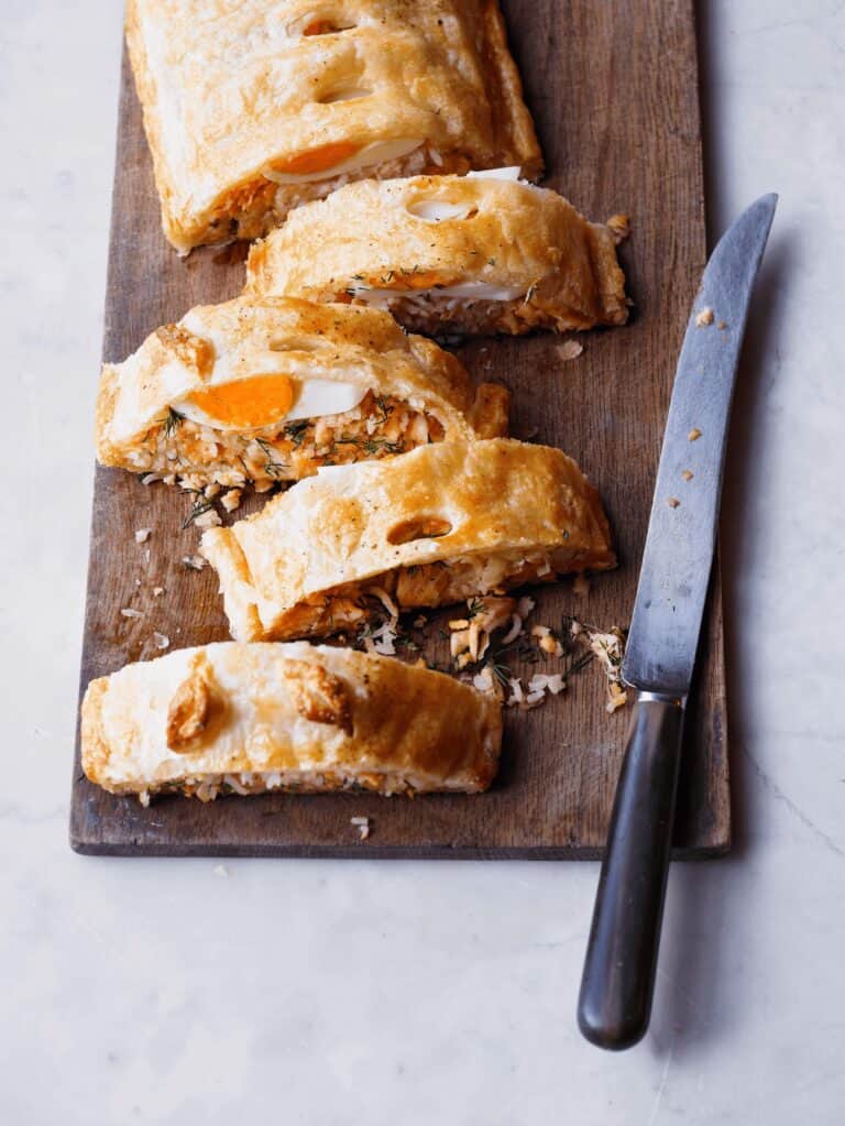 Strudel van forel en prei
