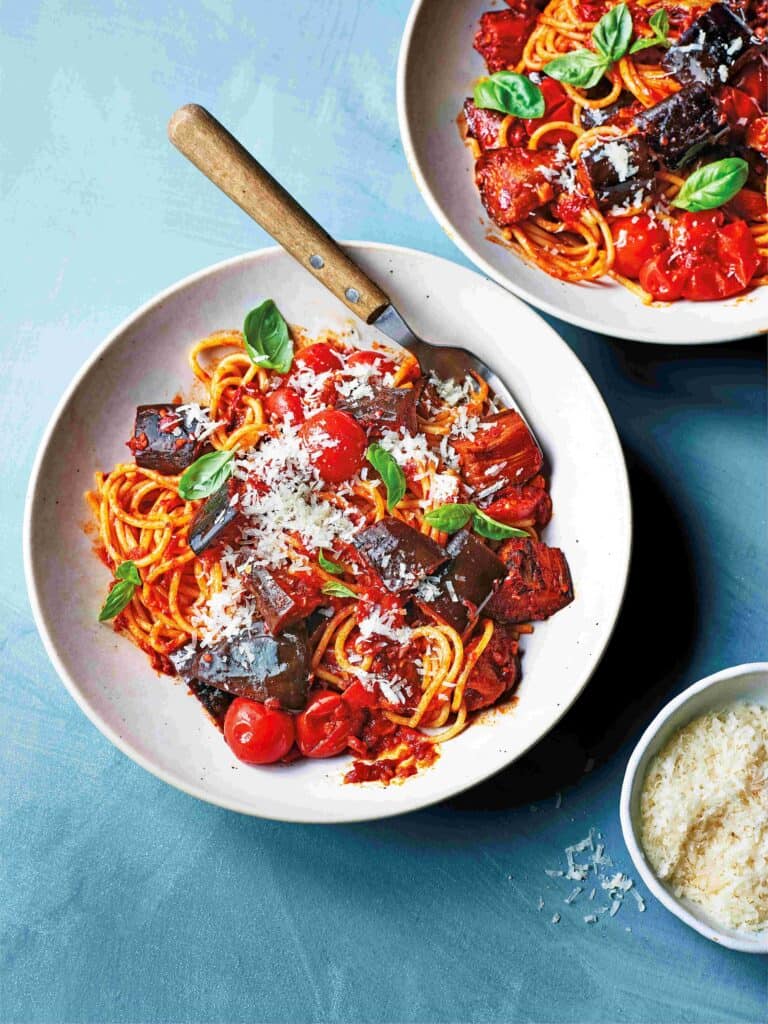 Pasta met aubergine en ‘nduja