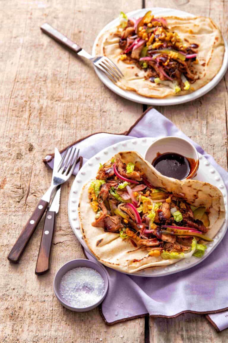 Pulled chicken wraps