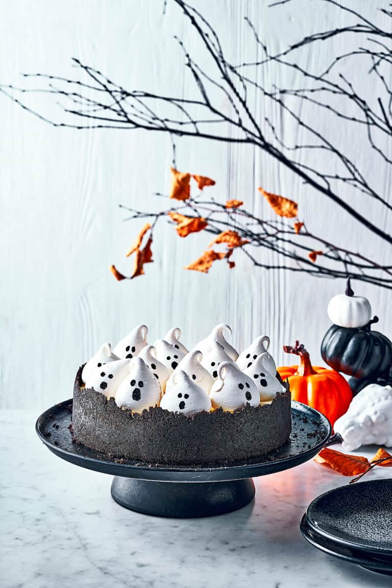 Halloweencheesecake met marshmallows