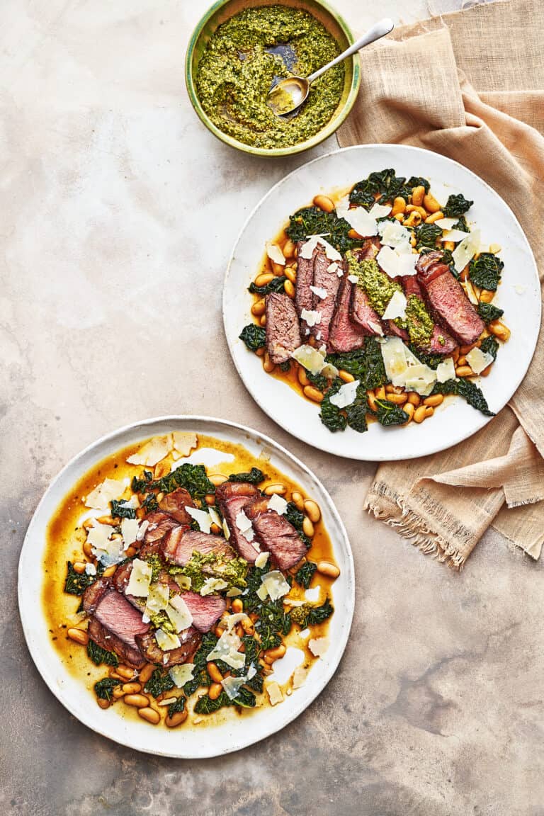 Rumpsteak met pestobonen