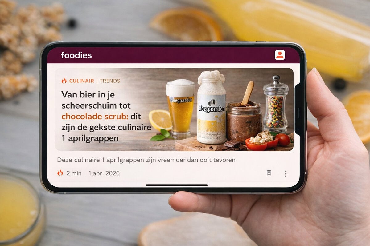 Culinaire 1 aprilgrappen op telefoonscherm