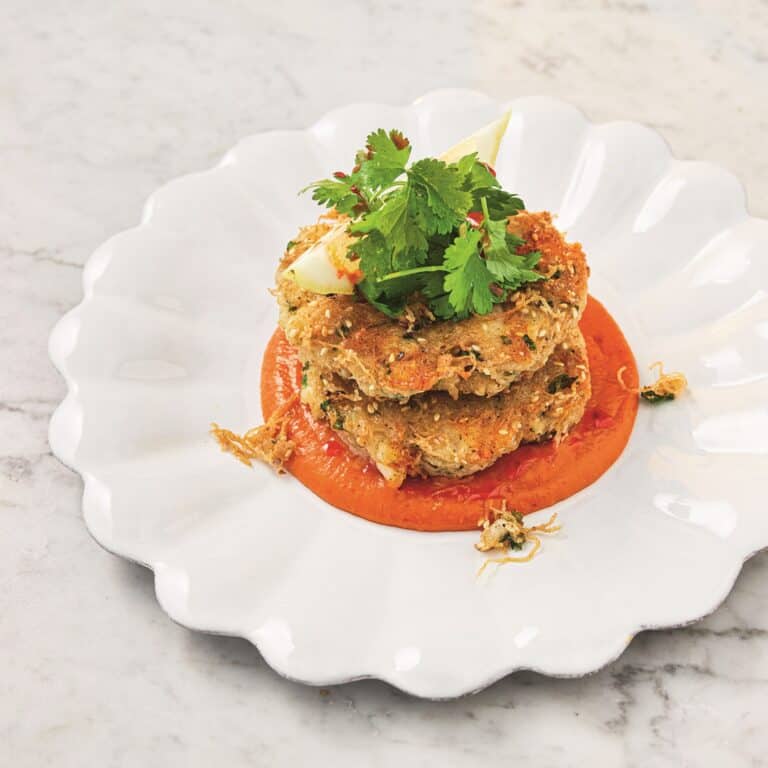 Crispy noodle visburgertjes