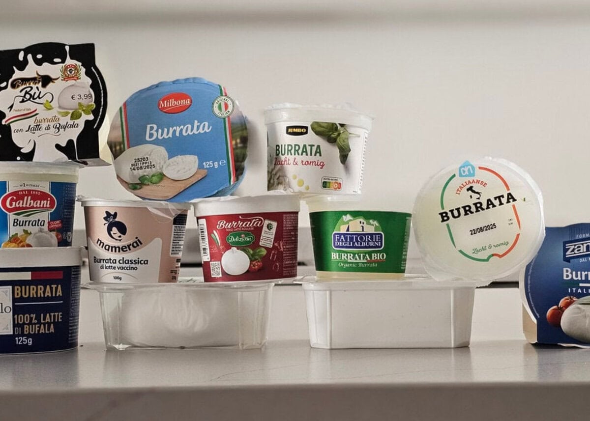 Burrata verpakkingen supermarkt