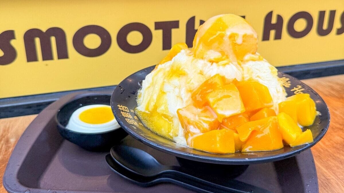 Mango shaved ice bij Smoothie House in Taipei