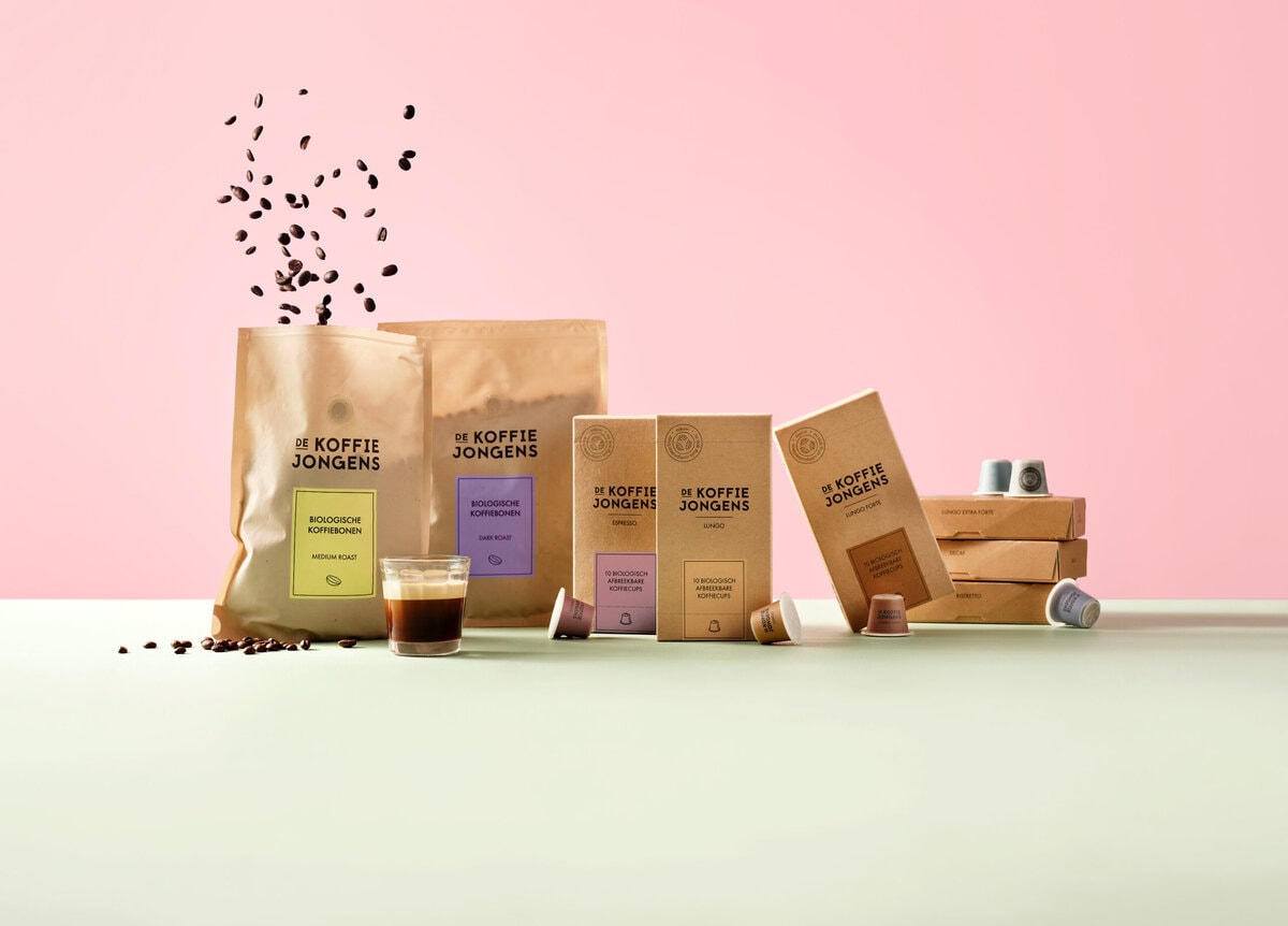 Koffiejongens koffie verpakkingen en bonen