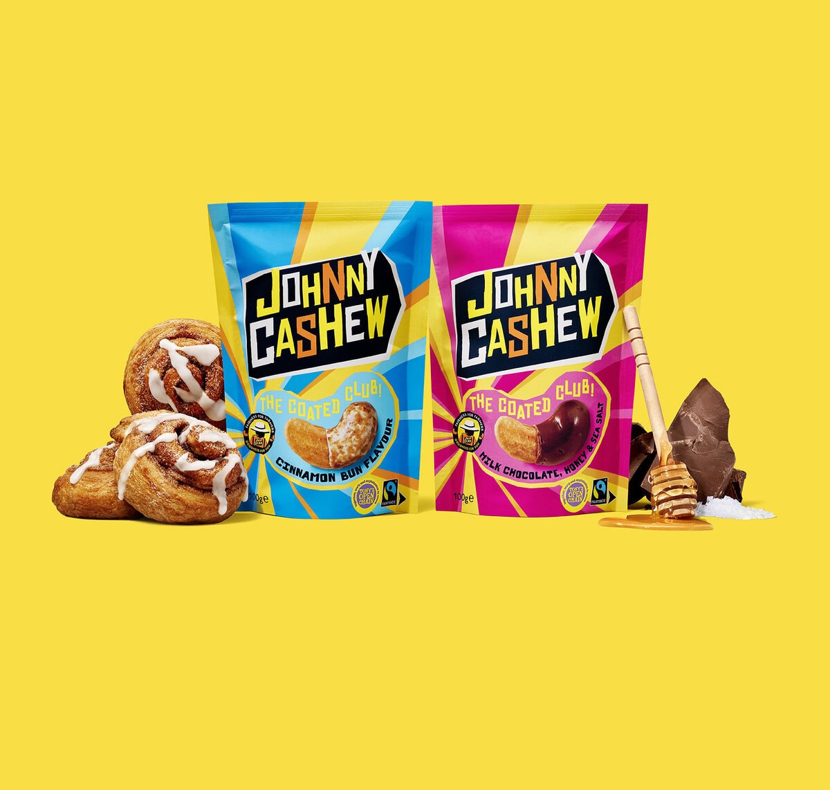 Johnny cashew cinnabon choco nuts in zakken