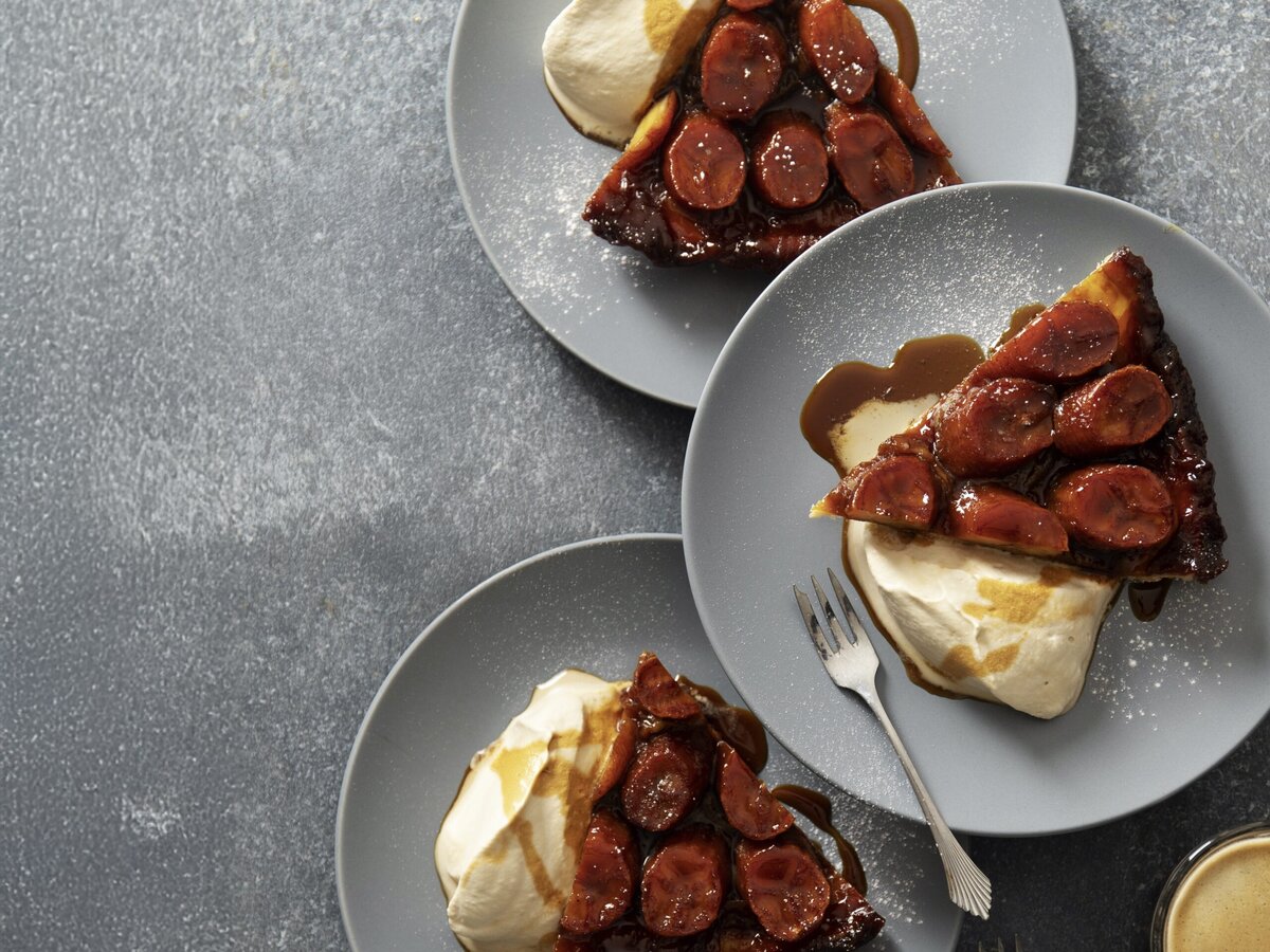 Banoffee tarte tatin op een bedje van koffieroom
