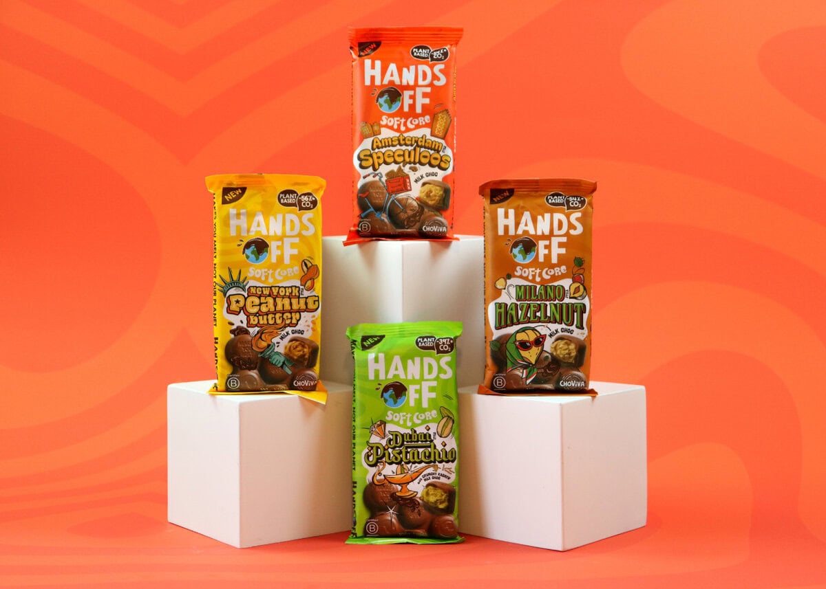 Hands off chocolade op blokken