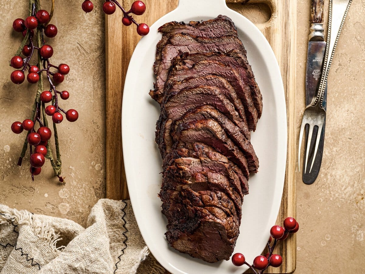 Airfryer rosbief in plakjes gesneden