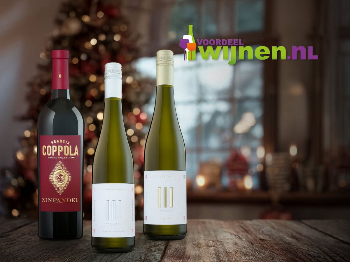 Voordeelwijnen kerst met drie flessen