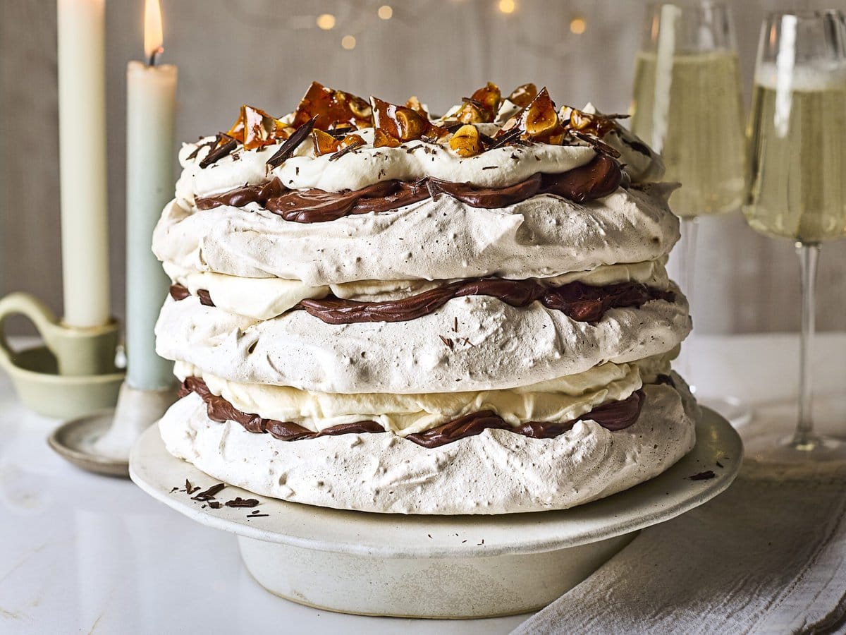 Hazelnootpavlova met whiskylikeur