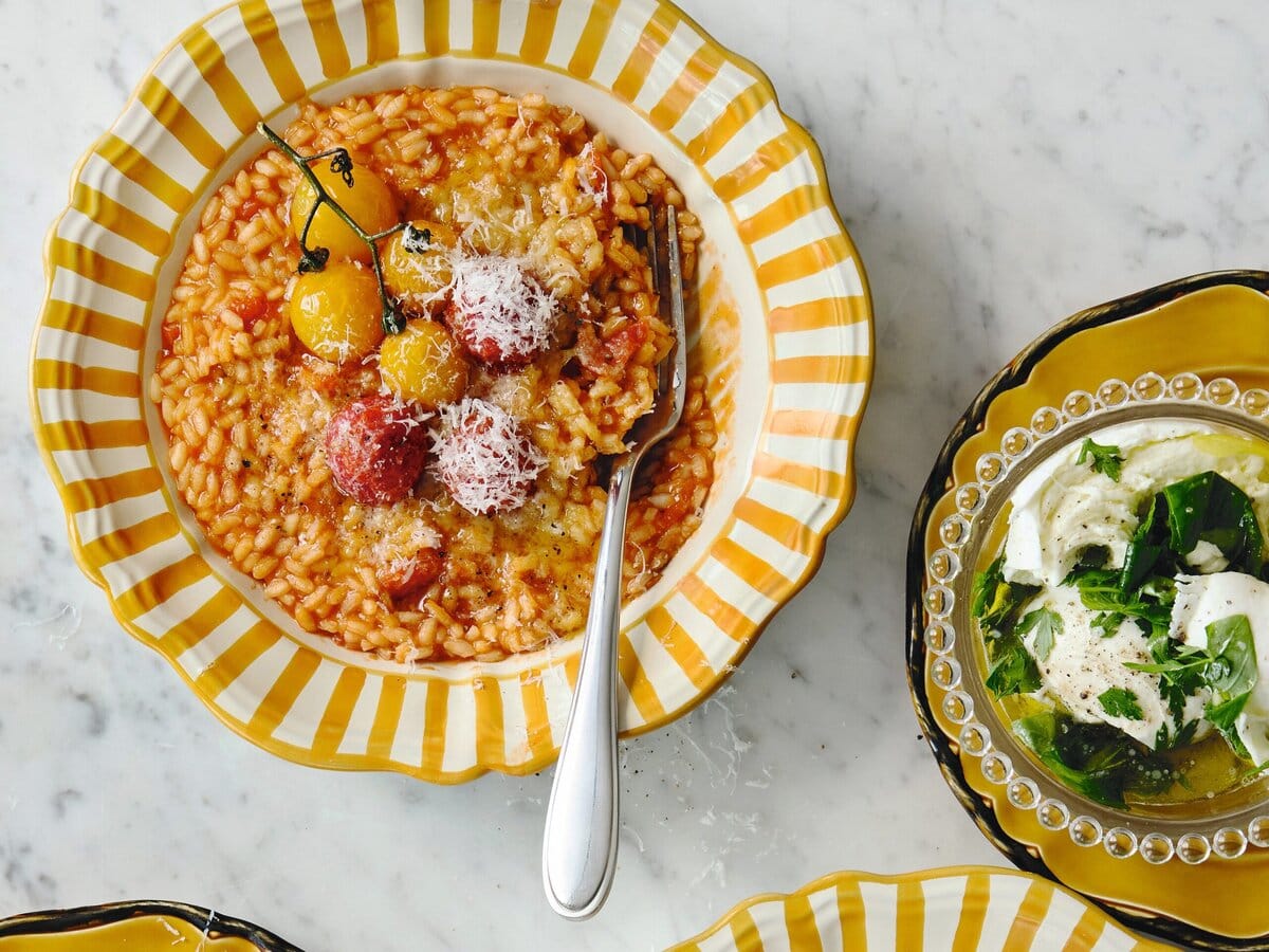 Risotto met gekonfijte tomaten en kaas