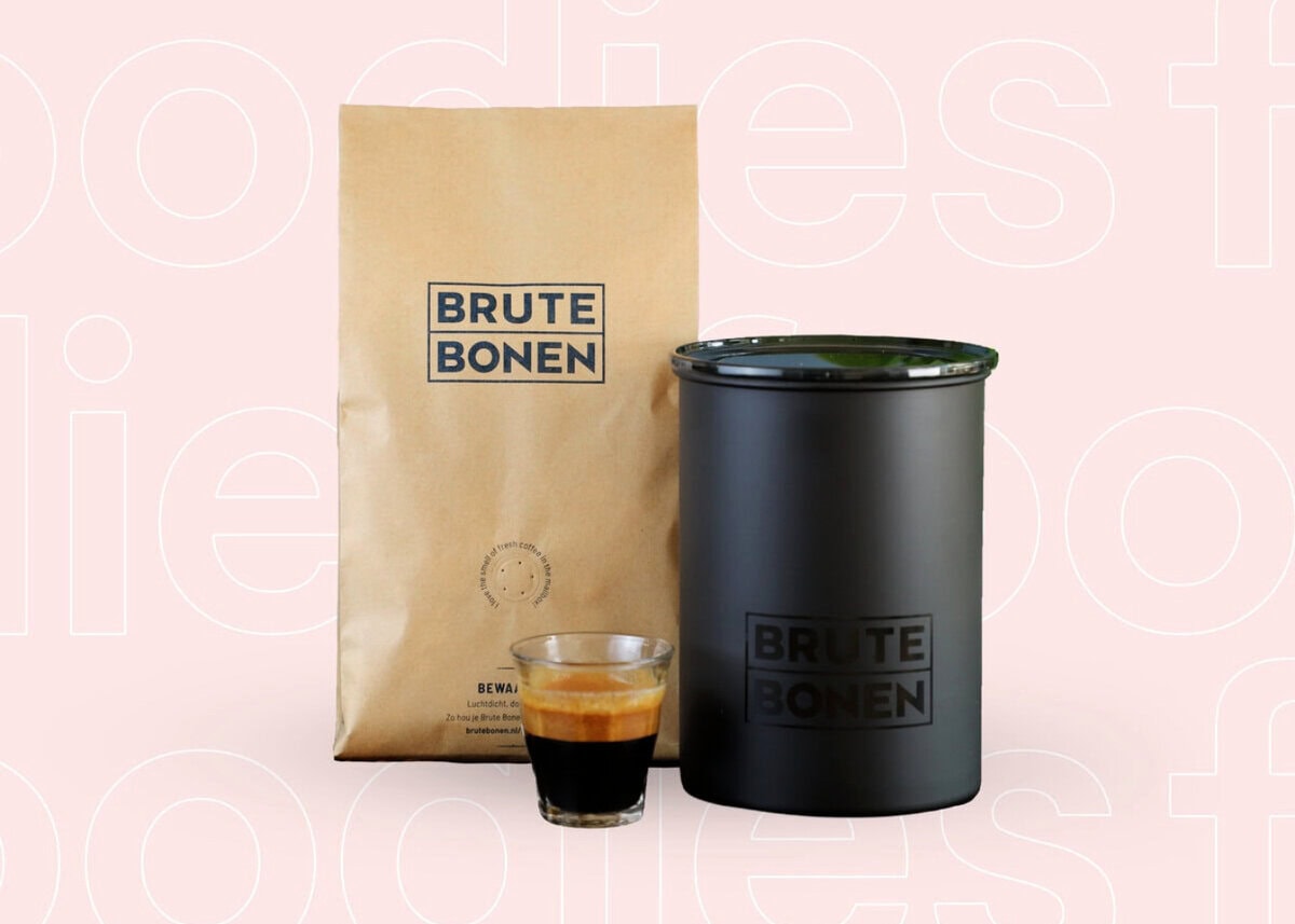 Brute bonen koffiepakket met zak en blik