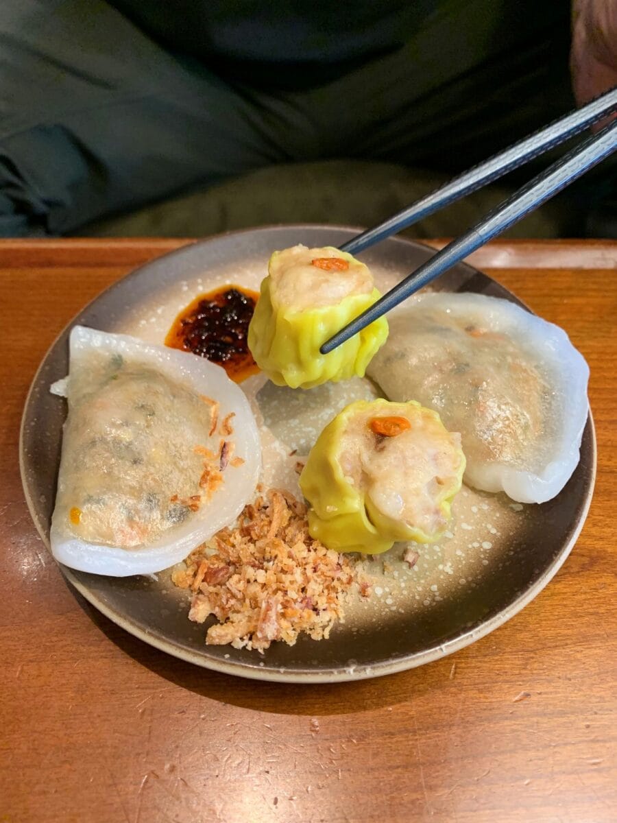 Dimsum in de lounge van Cathay Pacific in Hongkong