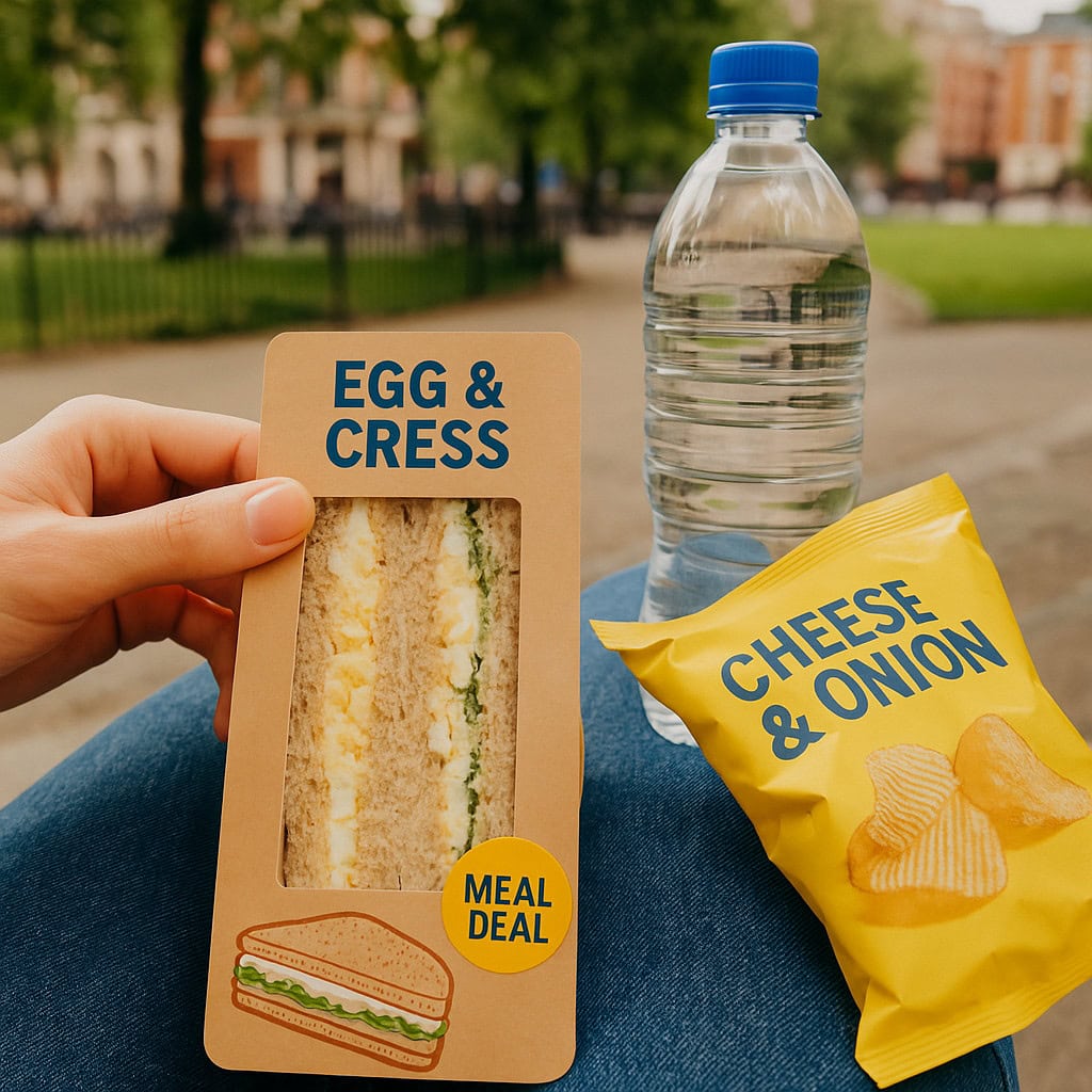 engelse meal deal op bankje