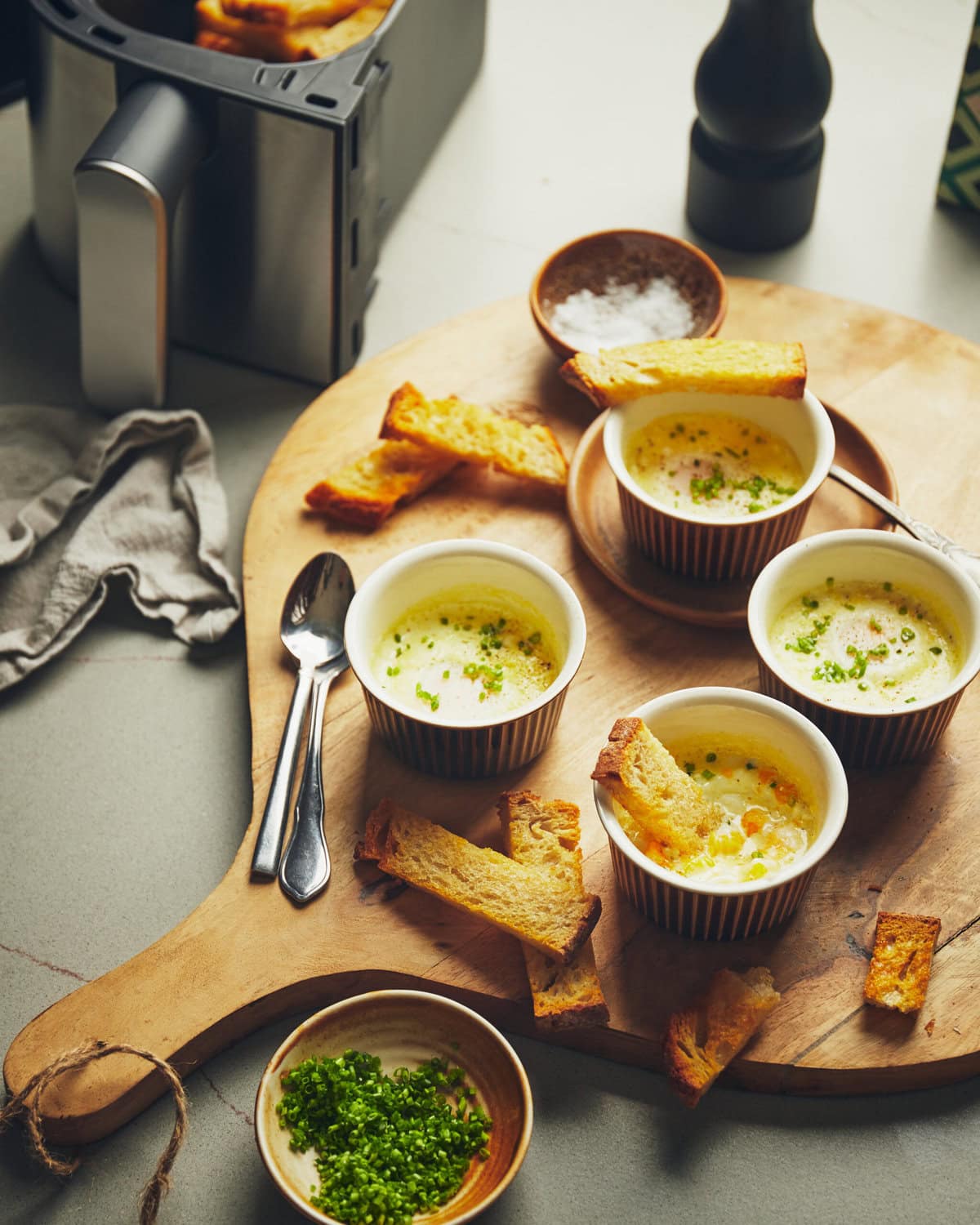 Baked eggs met knapperige croutons