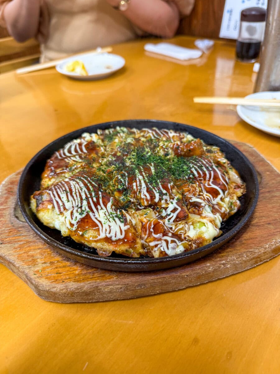 Okonomiyaki in Osaka, Japan