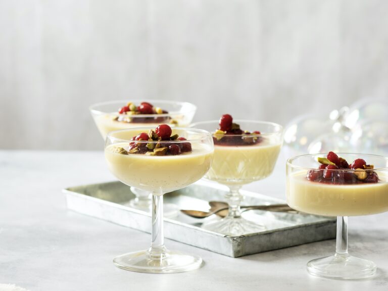 Wittechocoladepanna-cotta met cranberry’s