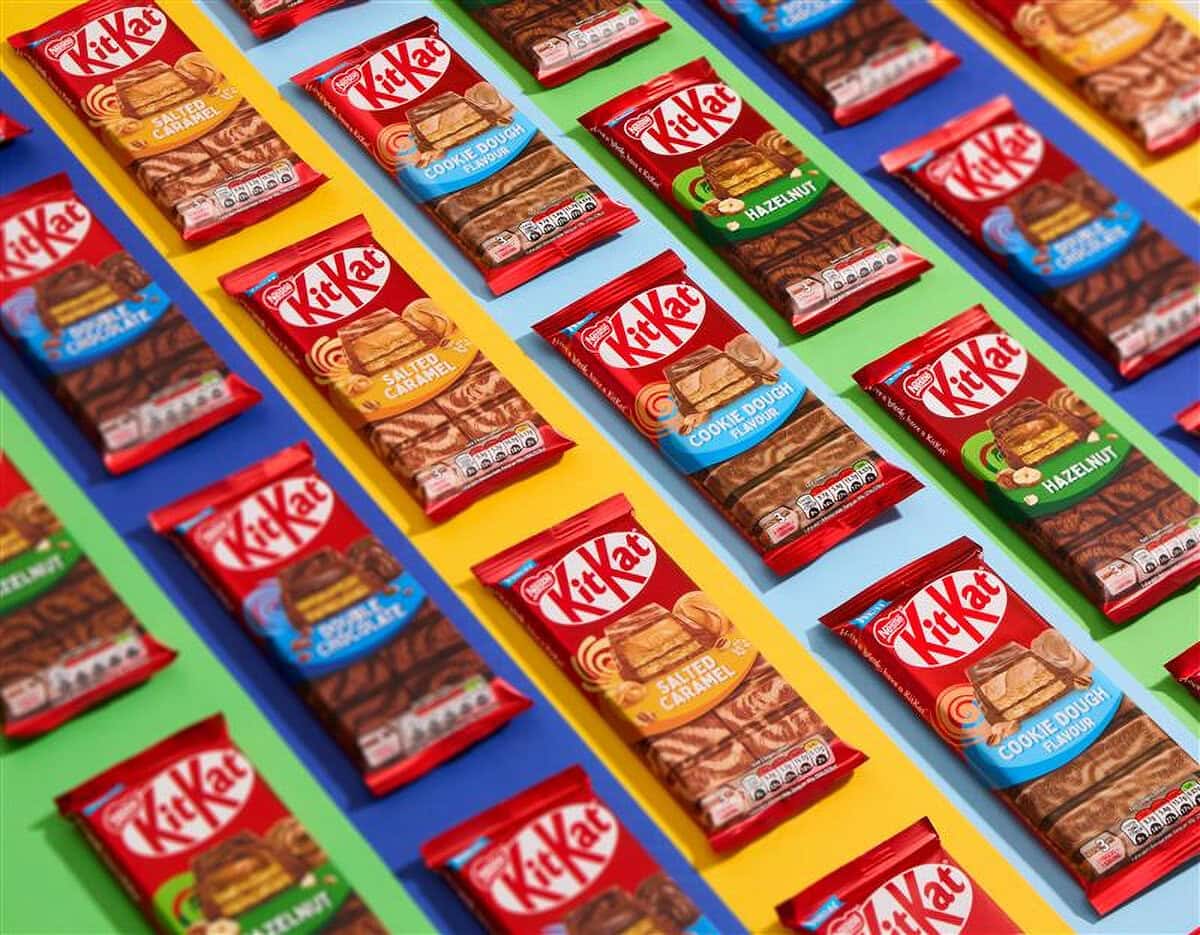 kitkat repen op een rij